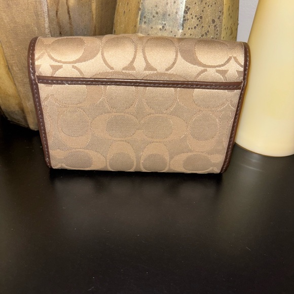 Coach Signature Beige and Dark Brown Wallet - Picture 3 of 6
